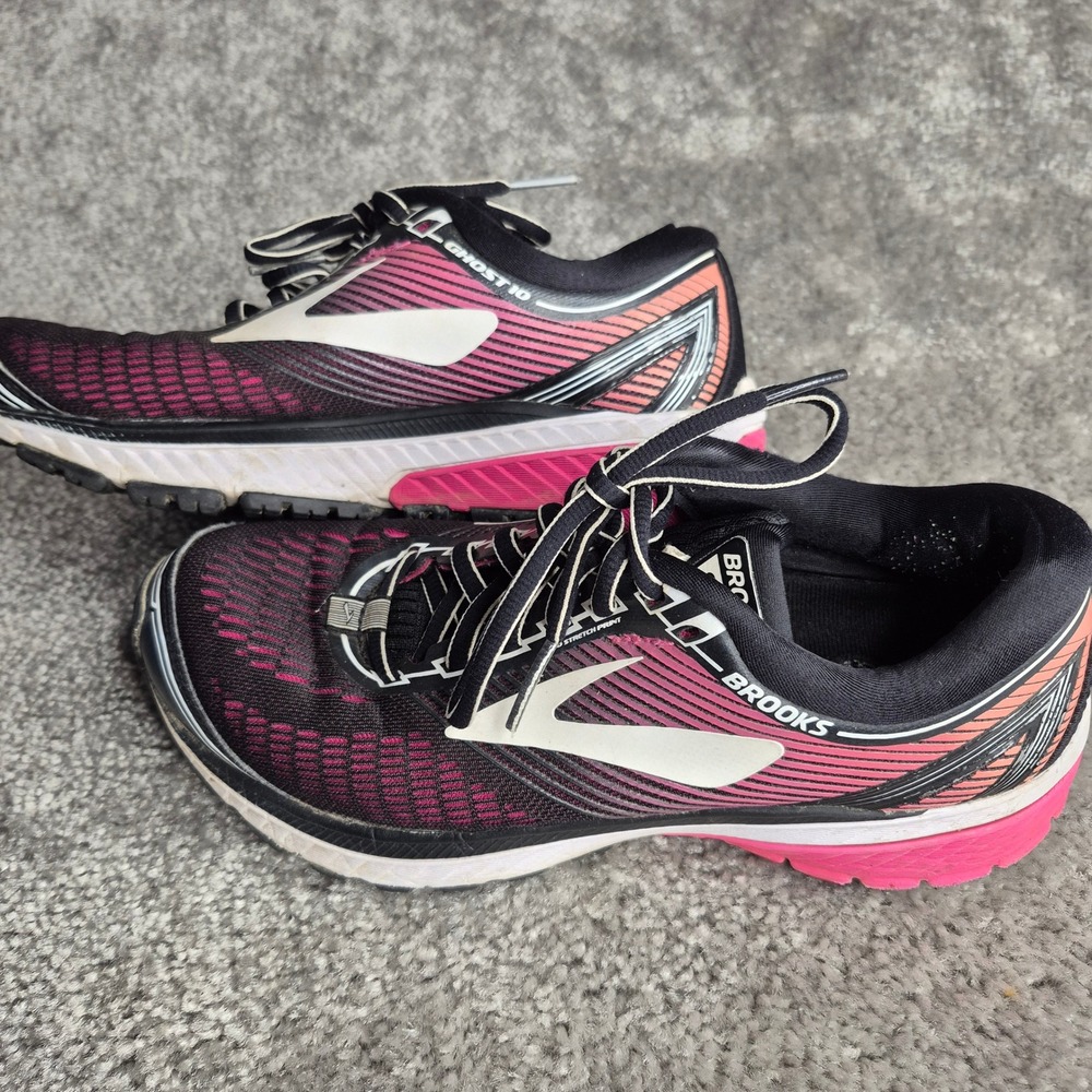 Brooks Ghost 10 Womens Running Shoes Black Pink‎ 1202461B067 Size 7.5 Medium B